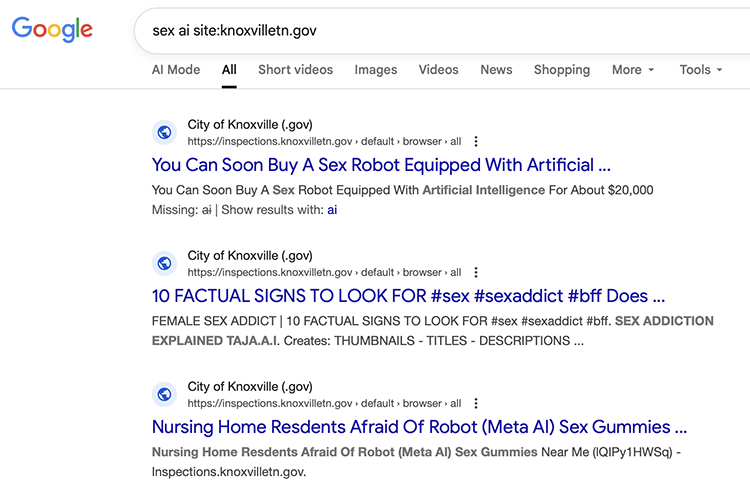 city of knoxville phishing sites